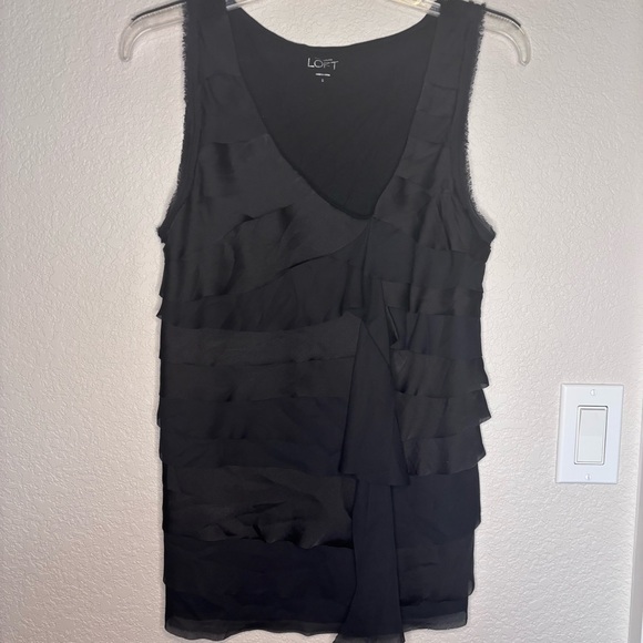 LOFT Tops - LOFT Women’s Elegant Black Layered Ruffled Asymmetrical Top